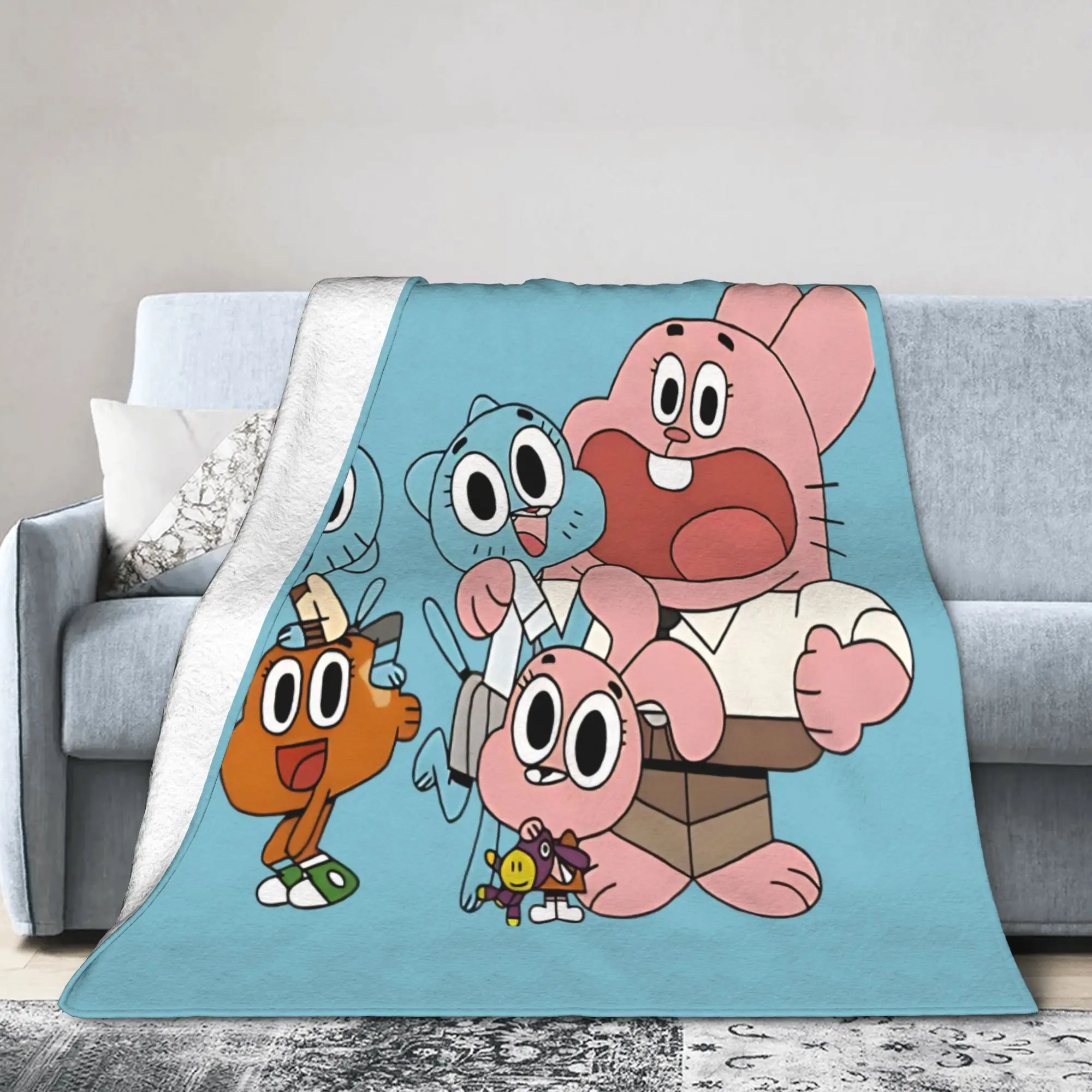 Funny Movie Cartoon Comedy Gum Ball Blanket  Fleece Awesome Warm Throw Blankets for Bedspread  Winter