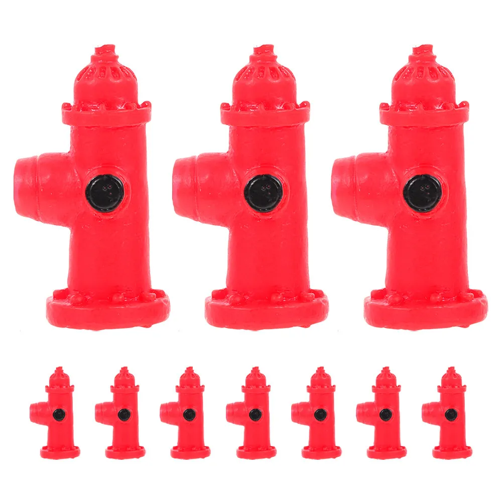 10Pcs Micro Landscape Fire Hydrant Simulated Resin Mini Fire Hydrant for Miniature Scenes Sand Table Decoration Yard Ornament