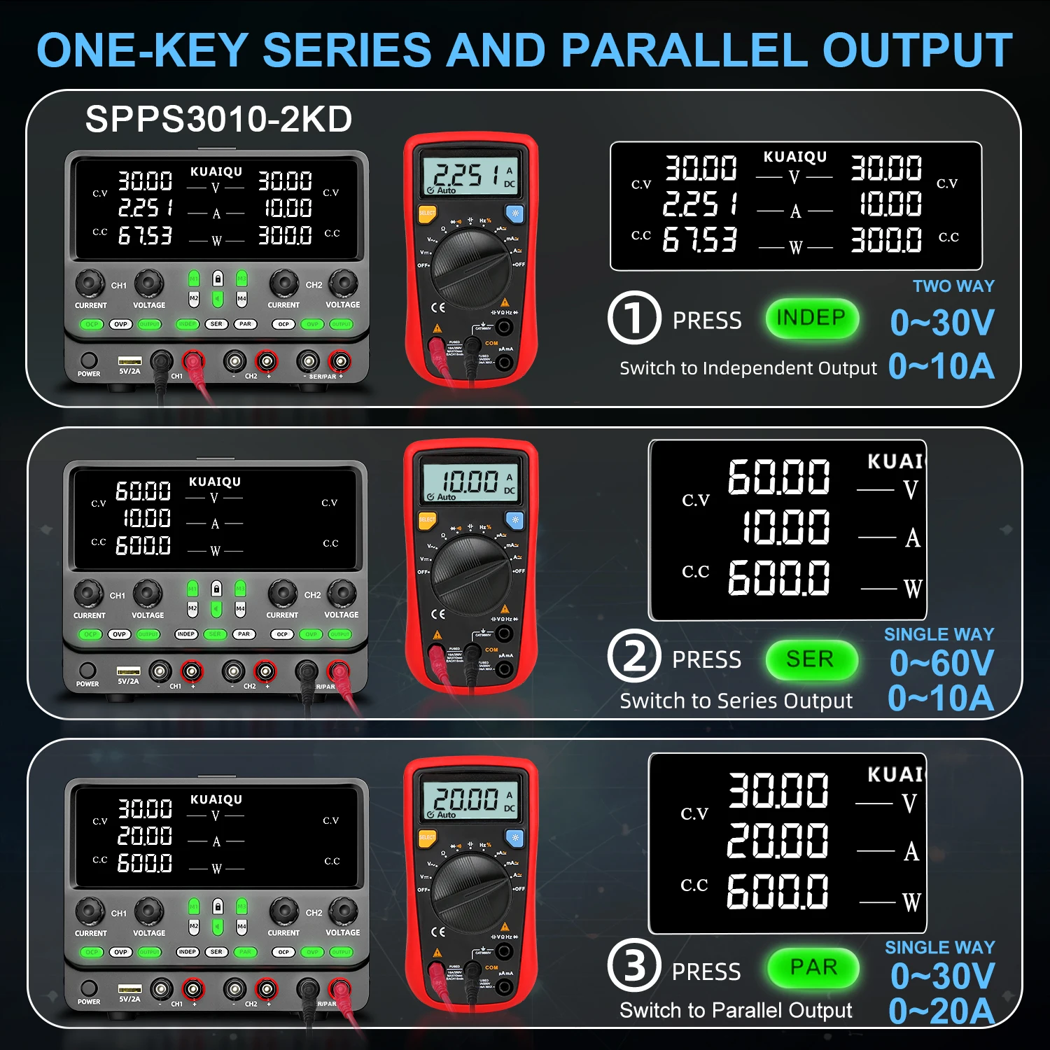 KUAIQU 30V 10A Dual Power Supp - Programmable Dc Power Supply 30V 10A recension och pris