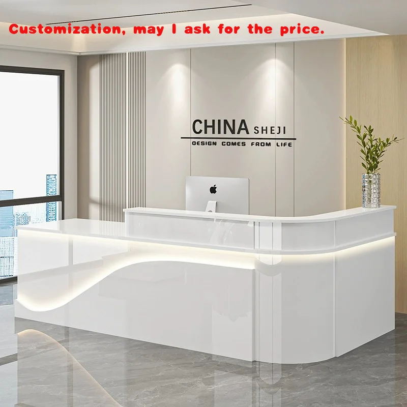 

custom.Company Reception Desk Curved Corner Baking bar Shopping Mall Hotel Restaurant bar Counter High-end Service Desk Cash Reg