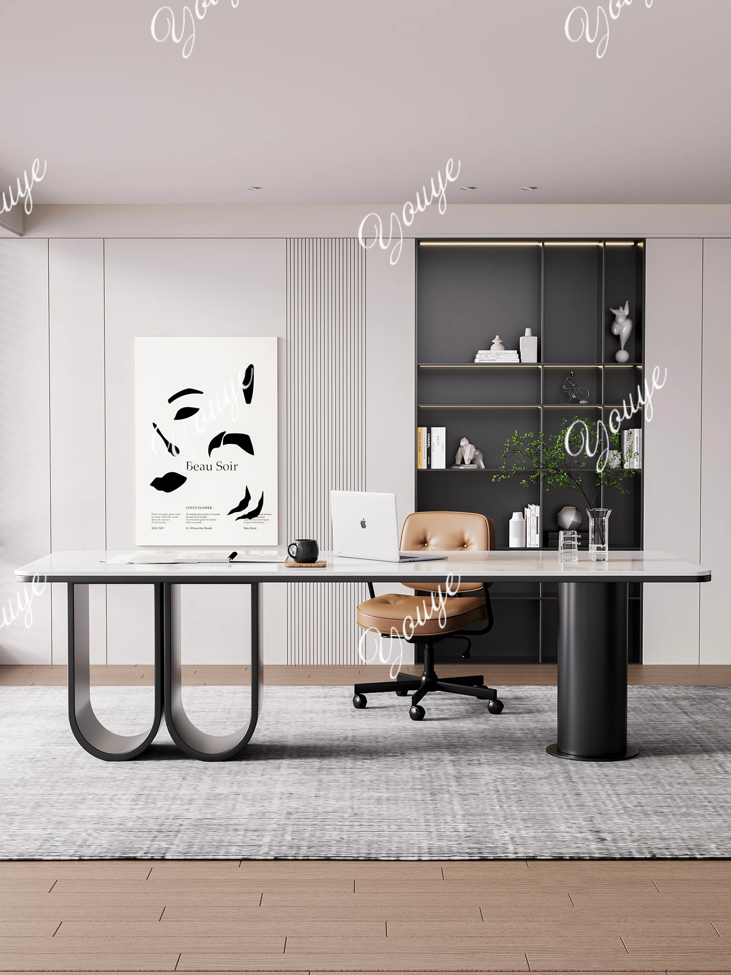 Slate desk Home computer desk Office boss desk Light luxury Modern high sense Modern simplicity