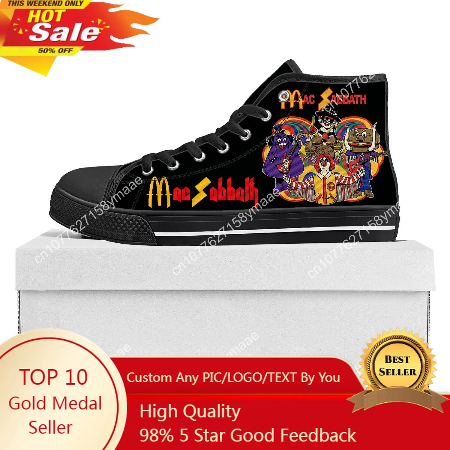 

Mac Sabbath High Top High Quality Sneakers Mens Womens Teenager Canvas Sneaker Casual Custom Made Shoes Customize DIY Shoe Black