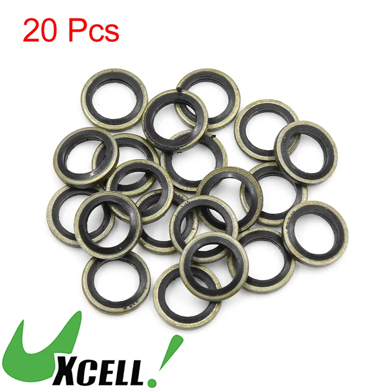 UXCELL 20pcs Universal Car Engine Oil Crush Washers Drain Plug Gaskets Copper Color Seal Rings Gasket Oil Pan Screw Washer