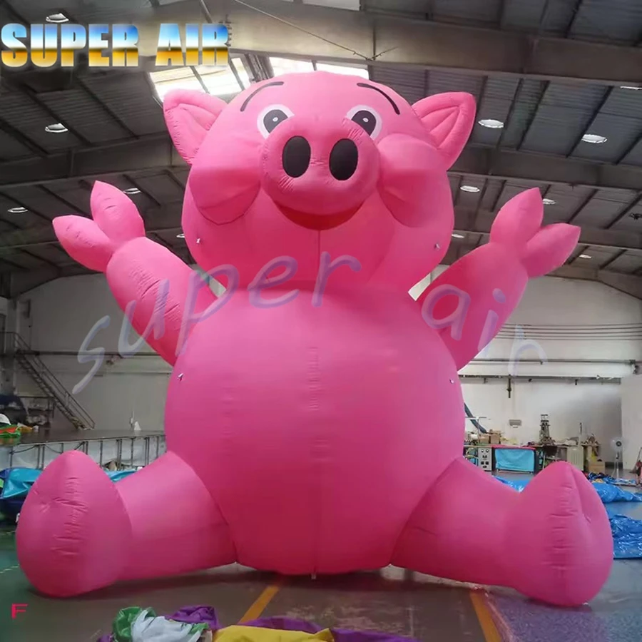 Modèle de cochon rose gonflable géant personnalisé, modèle de dessin animé gonflable pour enfants