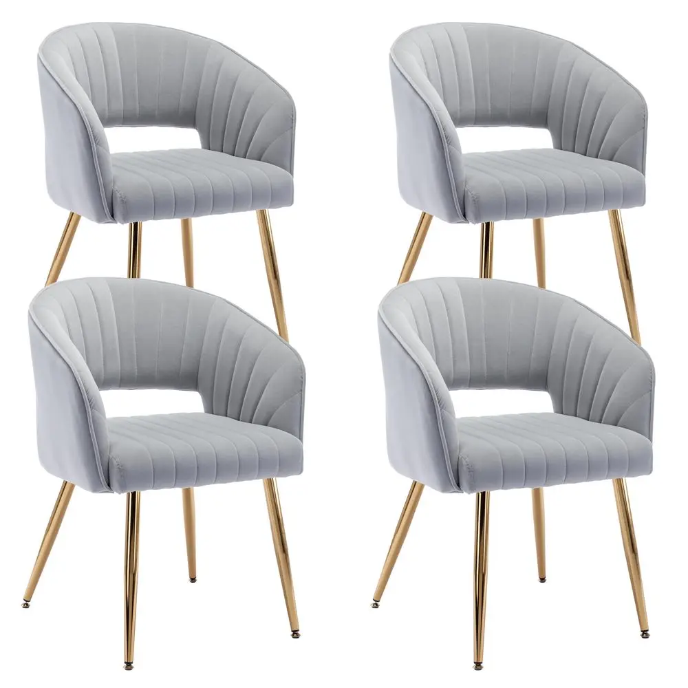 

Modern Accent Dining Chairs Set of 4, Upholstered Velvet Dining Room Chairs with Hollow Back, Tufted Kitchen Chairs Side Chairs