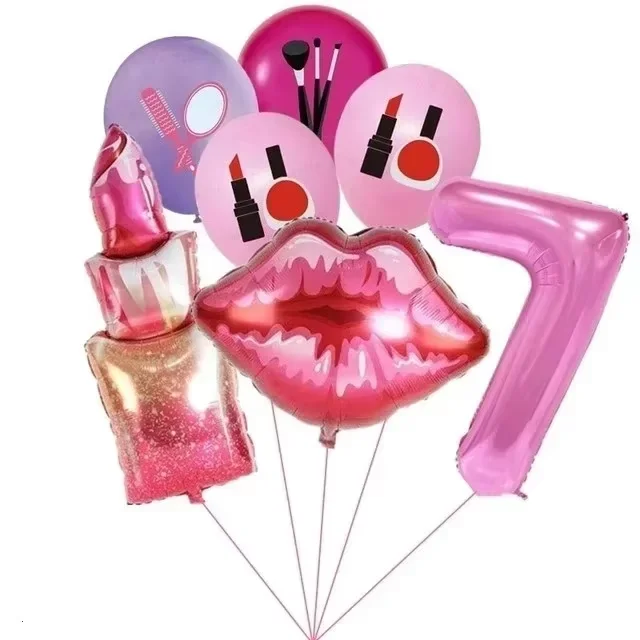 Spa Make-up Geburtstagsparty-Zubehör Kosmetik Mädchen-Geschenke Tischgeschirr Teller Becher Luftballons für Mädchen-Geburtstagsfeier Hochzeitsdekoration – Detail 24