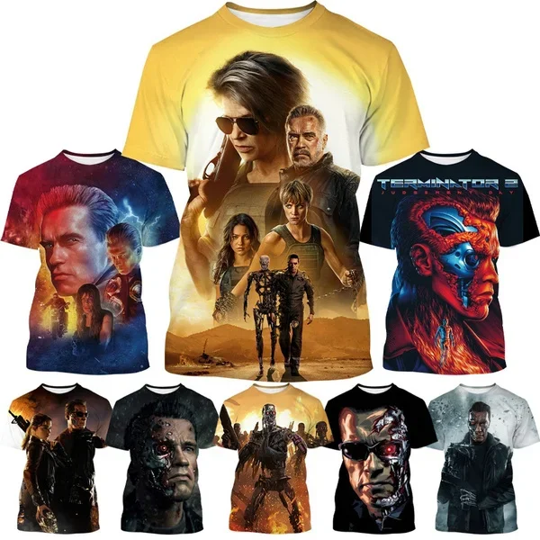 Summer Arnold Schwarzenegger Cool Hip-hop Streetwear Unisex T-shirt Terminator 3D Printing Men\'s Short-sleeved