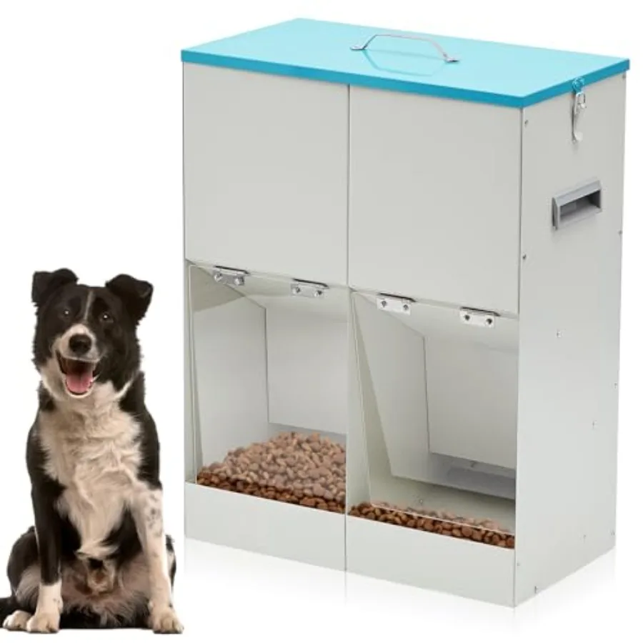 

Gravity Automatic Dog Feeder for 2 Dogs 46 lbs Capacity Galvanized Metal Gray Outdoor Indoor Use Rust-Resistant Heavy-Duty Desi