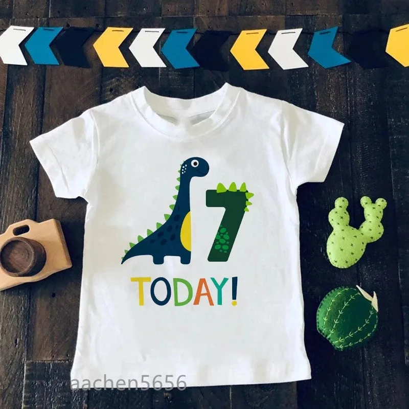 Dinosaur Birthday Number Boys T Shirt Summer Children T-Shirt for Boy Baby Girls Tops Kids Tshirt Cartoon Tee Shirts Clothes