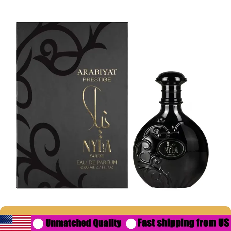 

Arabiyat Prestige Nyla Suede EDP 2.7 Ounce Luxury Leather Gourmand Unisex Cologne for Men & Women 80 ML Lasting Sweet Pheromones