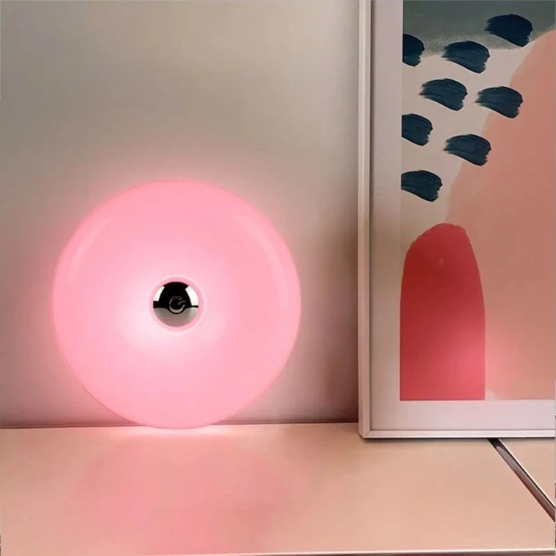 Decorative Light Plastic Donut Wall Lamp USB Plug Energy Saving Touch Switch Lamp Dimmable Modern LED Ambient Light Bedroom