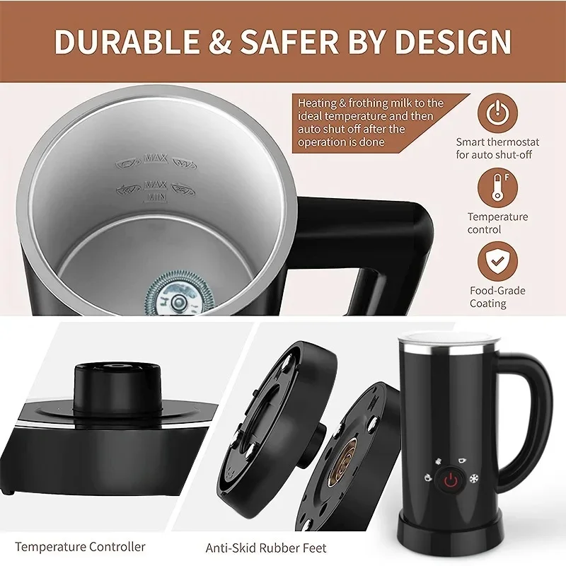 ماكينة صنع رغوة الحليب الكهربائية 4 في 1 ماكينة صنع الرغوة الساخنة والباردة ماكينة صنع رغوة الحليب الأوتوماتيكية بالكامل للشوكولاتة الساخنة واللاتيه
