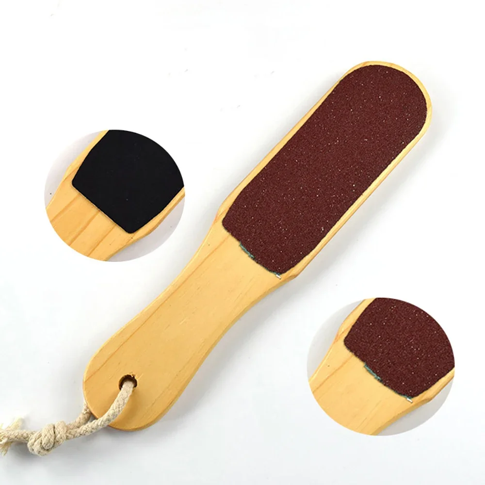 Double Sides Foot File Rasp Pedicure Tools Feet Heel Dead Skin Callus Remover Wooden Handle Scrubber Brush Sandpaper Foot Care