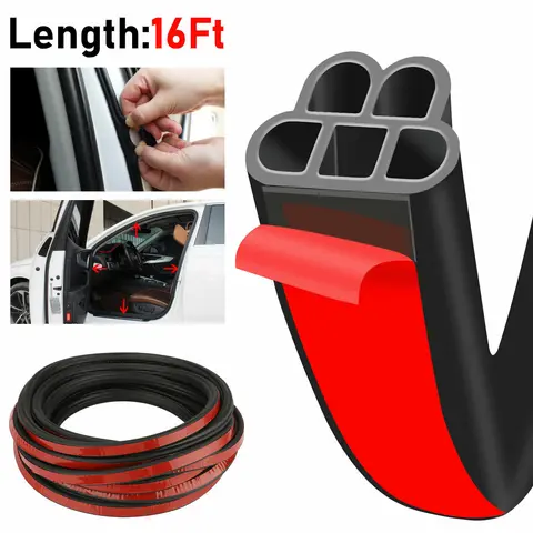 5Meters Car Door Seal Strips Sticker B Shape Weatherstrip Rubber Seals Sound Insulation Sealing Automobiles Interior Accessories