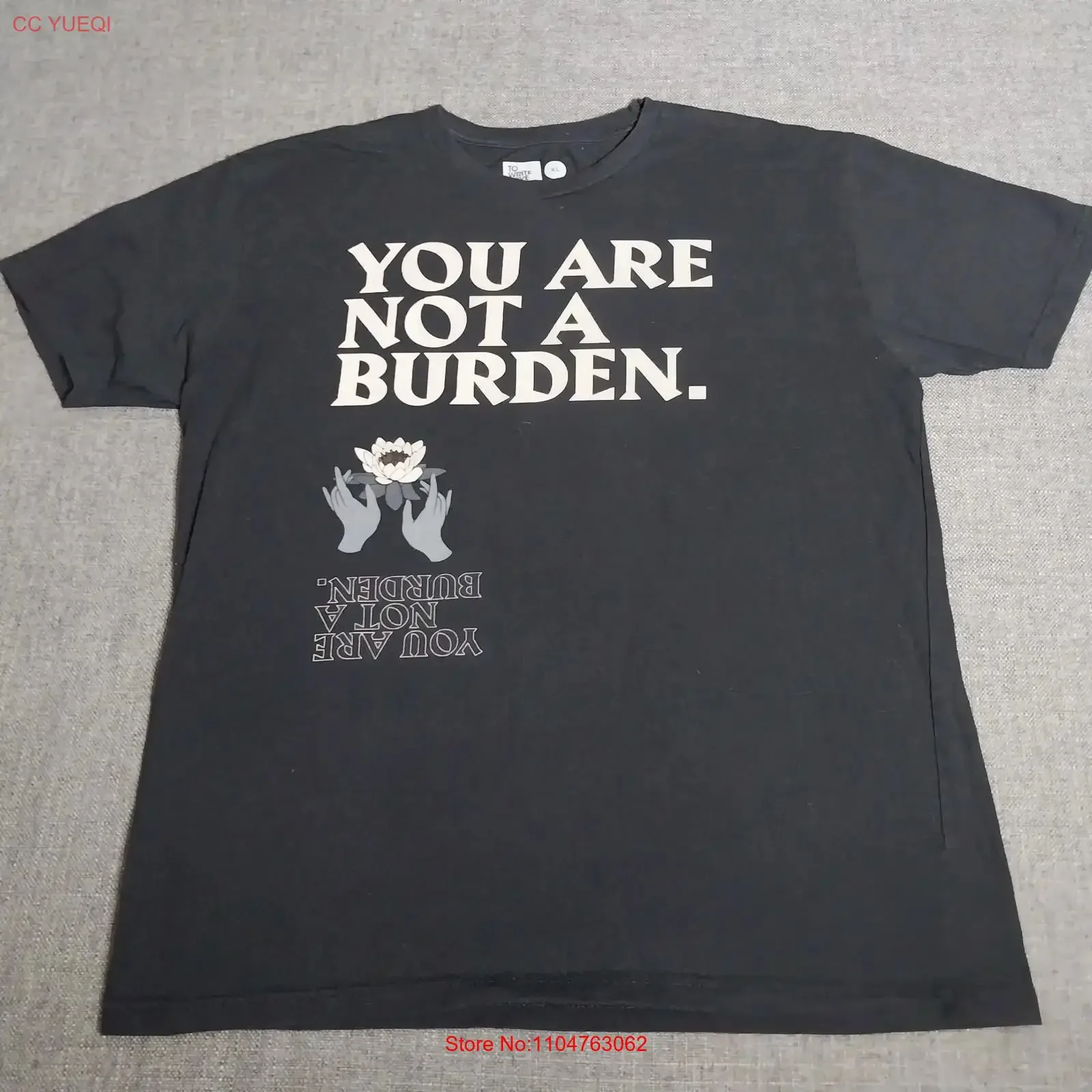 To Write Love On Her Arms T Shirt Large Black You Are Not A Burden vintage Washed Comfortable Unisex Versatile fashion graphic