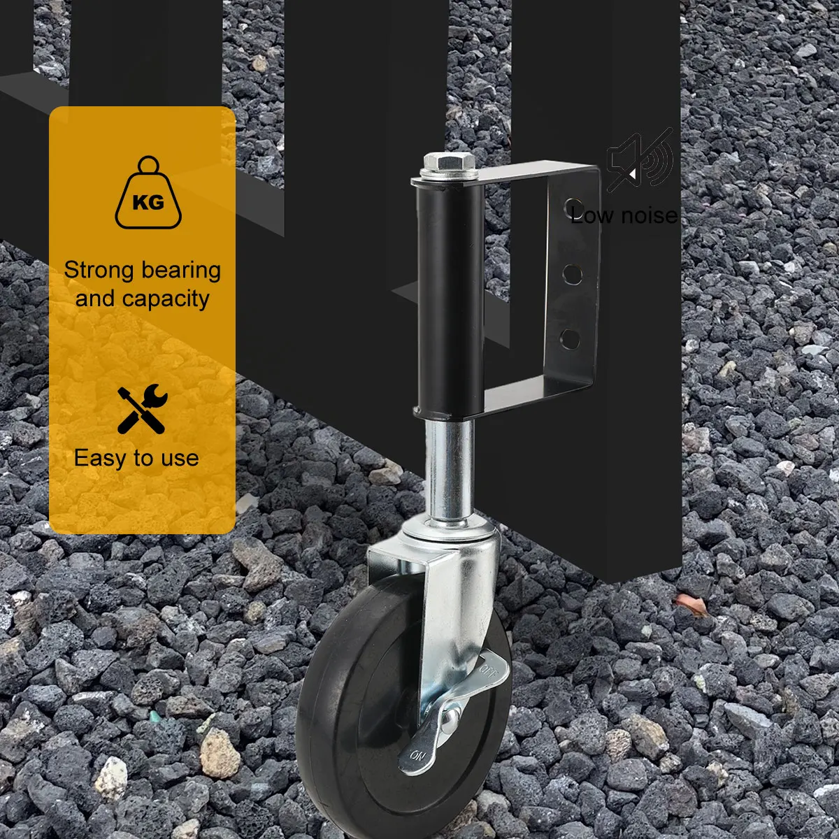 2 Stück 125 mm 360 ° Drehbares Torrad, federbelastete Torzaunrolle mit 360-Grad-Drehgelenk, Tragfähigkeit 160 kg – Detail 5
