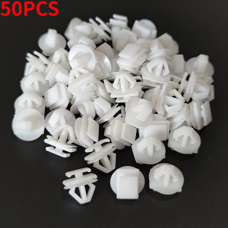 50Pcs Car Expert Door Buckle Moulding Clips White Trim Panel Hole Push Engine Cover Fasteners For Peugeot 106 206 306 307 806