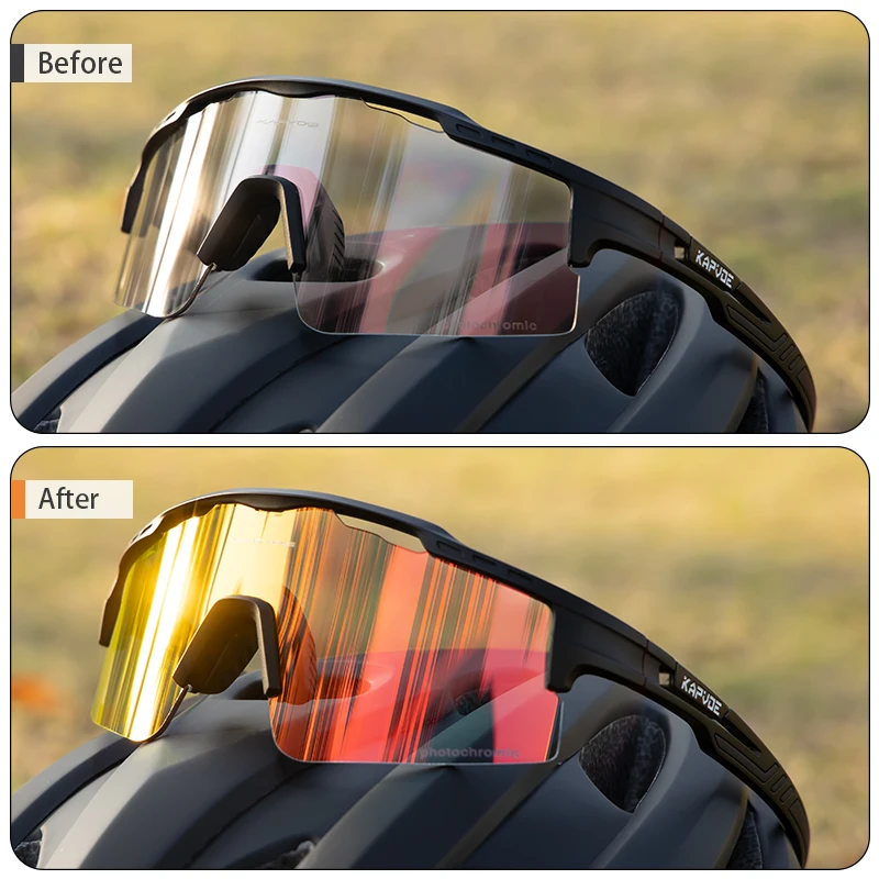 Kapvoe New Photochromic Men Women Sunglasses MTB Road Cycling Glasses Outdoor Sports Glasses UV400 Bicycle Eyewear Bike Goggles