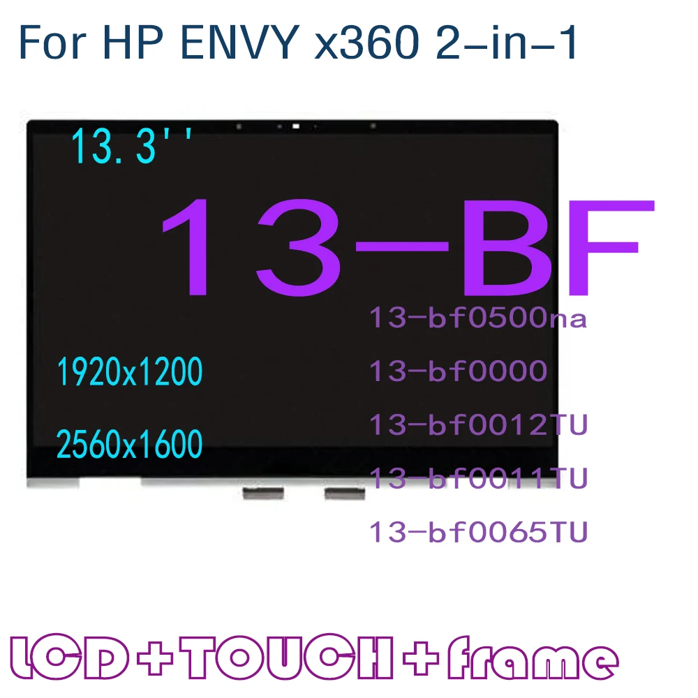 13.3'' For HP ENVY X360 13-BF series LCD Display Touch Screen Digitizer Assembly with Frame 13-bf0000 13-bf0012TU 13-bf0011TU