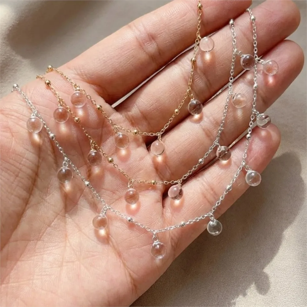 1meter 8mm Crystal Glass Round Beads Dangle Charms Link Extender Chain for DIY Necklaces Bracelets Anklet Jewelry Making