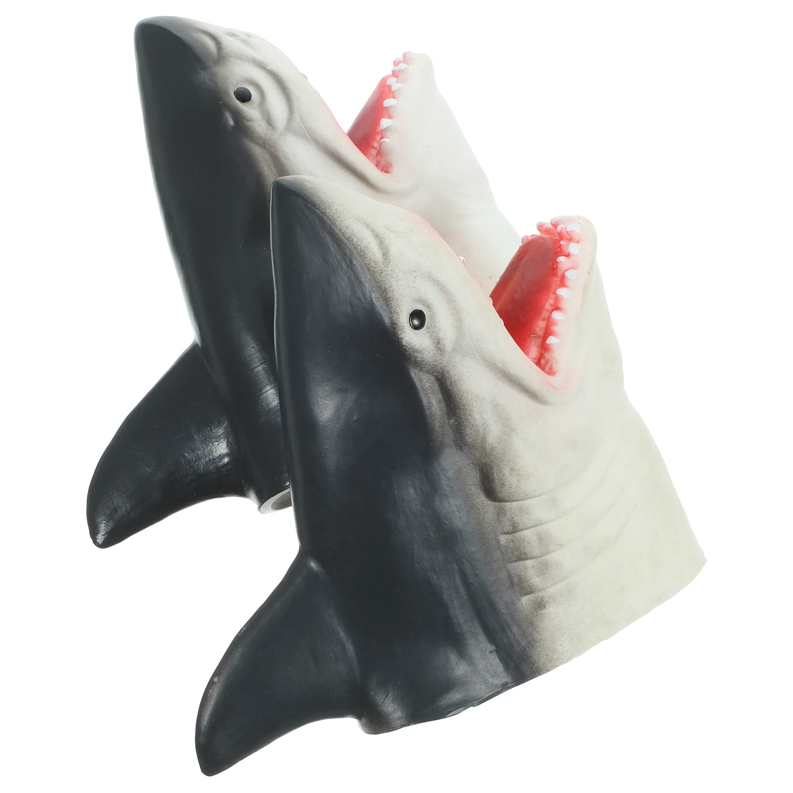 2 Pcs Animal Head Soft Rubber Shark Puppet Toys Bite Finger Character Plastic Vinyl Role Play Hand Biting Game