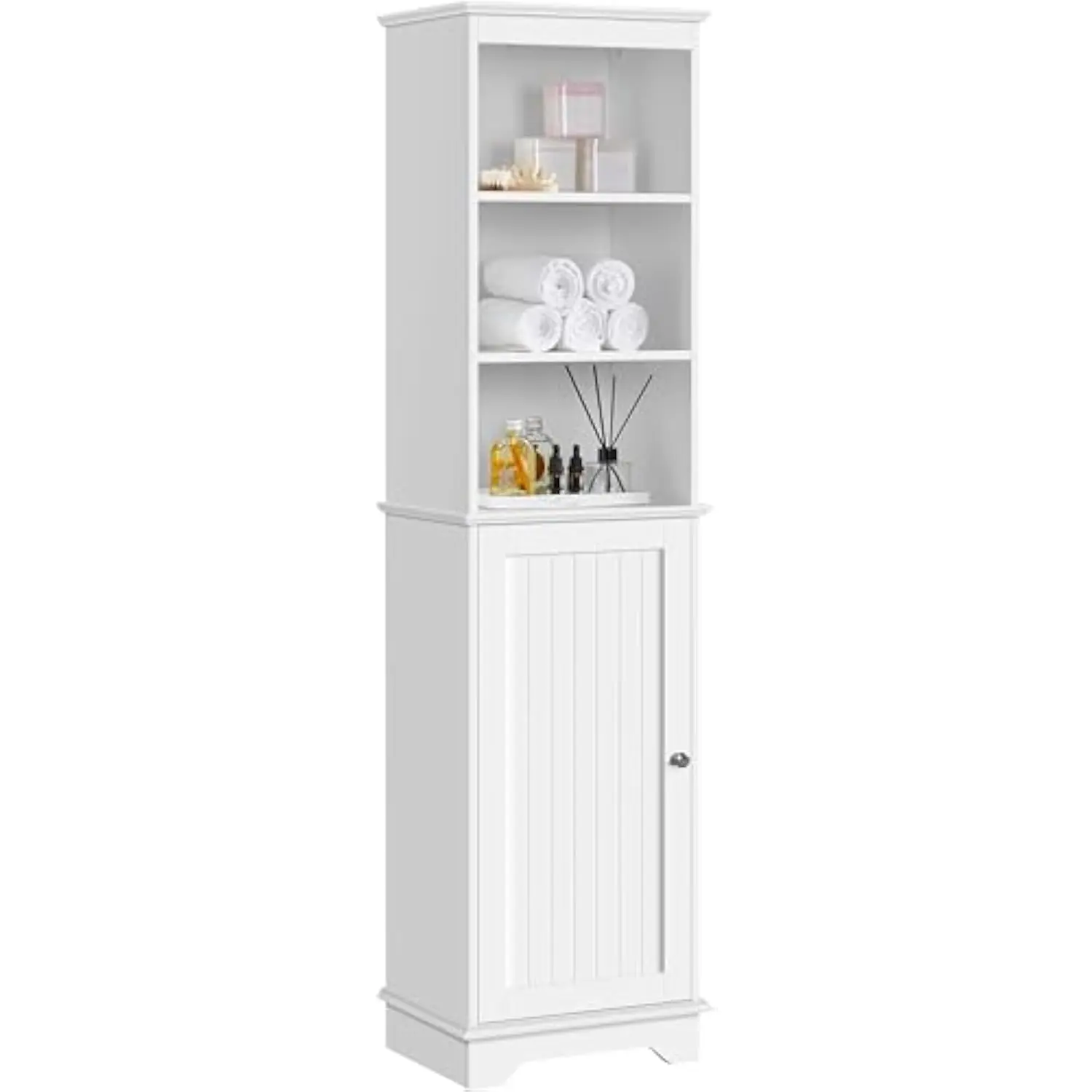 

Tall Slim Storage Cabinet with 3 Shelves & Door, Freestanding Linen Cabinet for Bathroom, Living Room, Entryway, 16 X 12 X 60