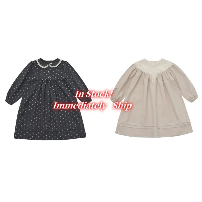 In Stock! LOU 2024  Autumn/Winter New  Kids Clothes Girls Long Sleeves Embroidery Princess Dress