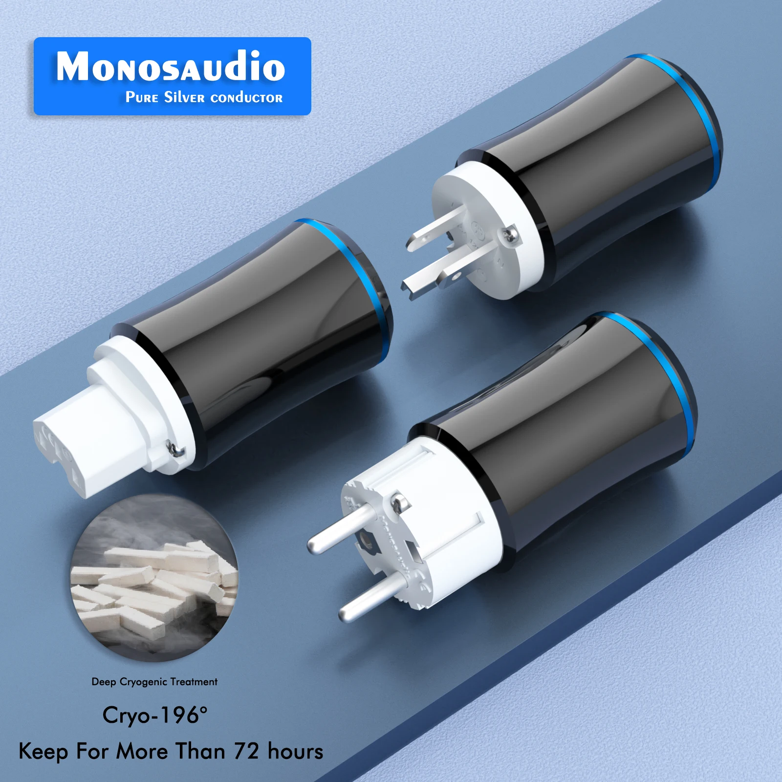 

Monosaudio EMF110Ag Solid Pure Silver HiFi AC Power Plug EU/US-C15 Electric Power Connector Schucko Plug