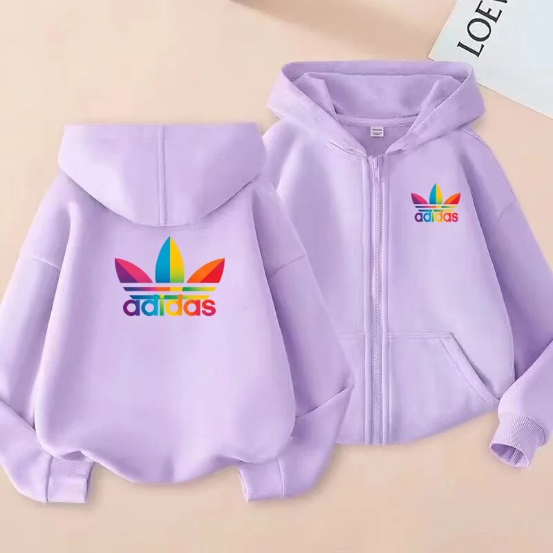Sporty Zip-up Hooded Sweatshirt Casual Jacket and Warm Top Are Suitable for Boys and Girls Aged3to12They Are Comfortable to Wear