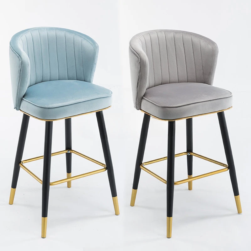 Light Luxury Flannel Bar Chair Hotel Front Desk Home Kitchen High Chair Height 55cm 65cm 75cm Bar Stools sillas para barra