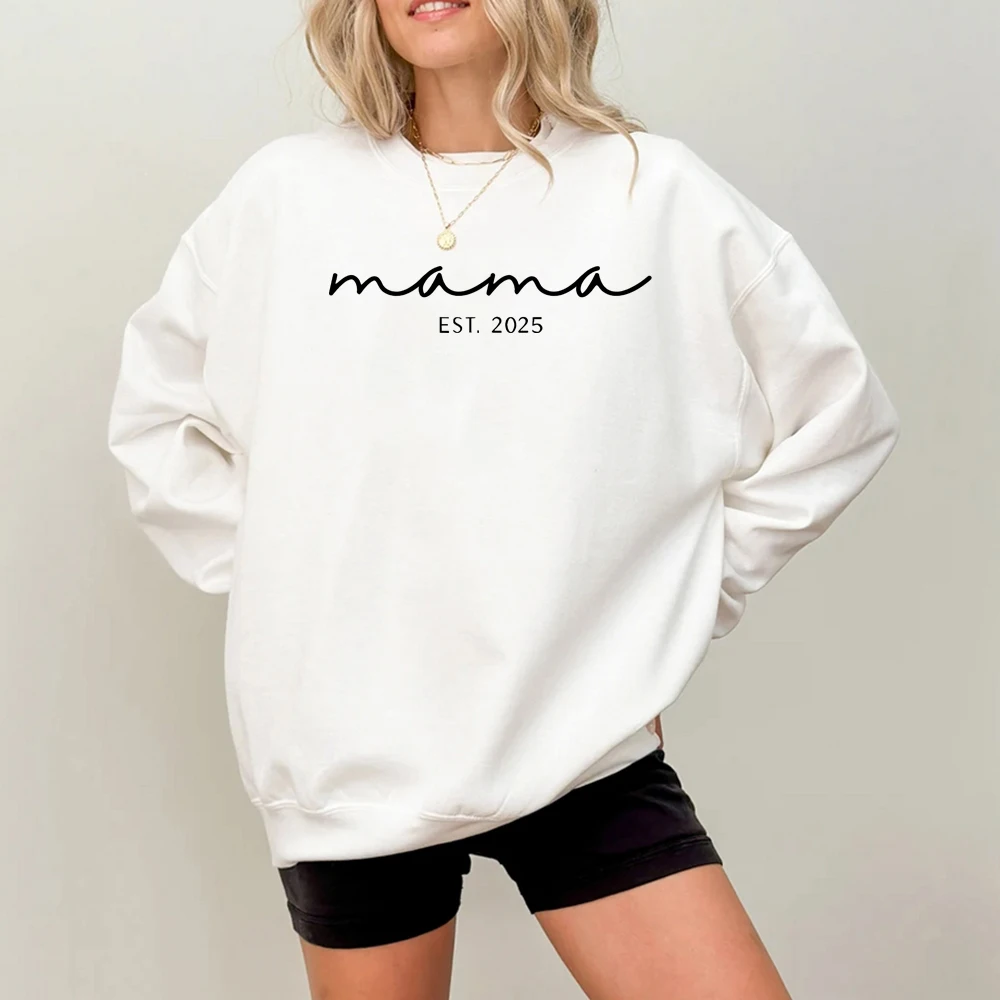 Mamá Est. 2025 sudaderas para madres esperando 2024 Linda nueva idea de regalo para madre anuncio de embarazo ropa de mujer