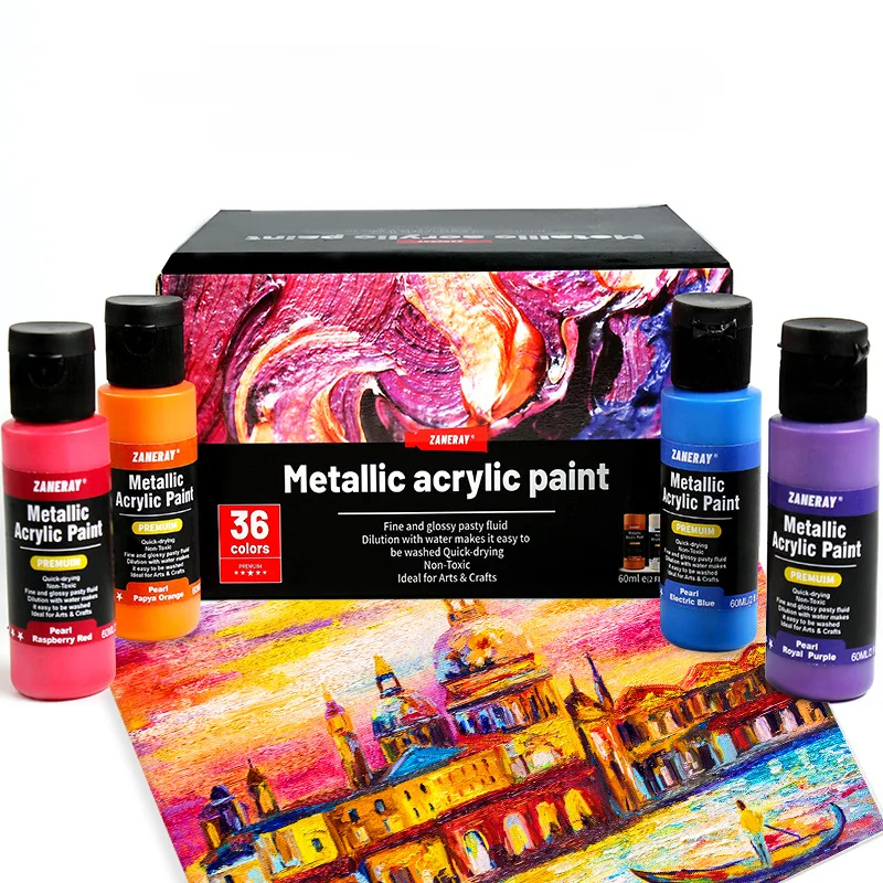 

12/24 Color Metal Acrylic Paint Set 60ml Bottle Spray Paint Artist Creation DIY Acrylic Paints Student Graffiti Art Supplies