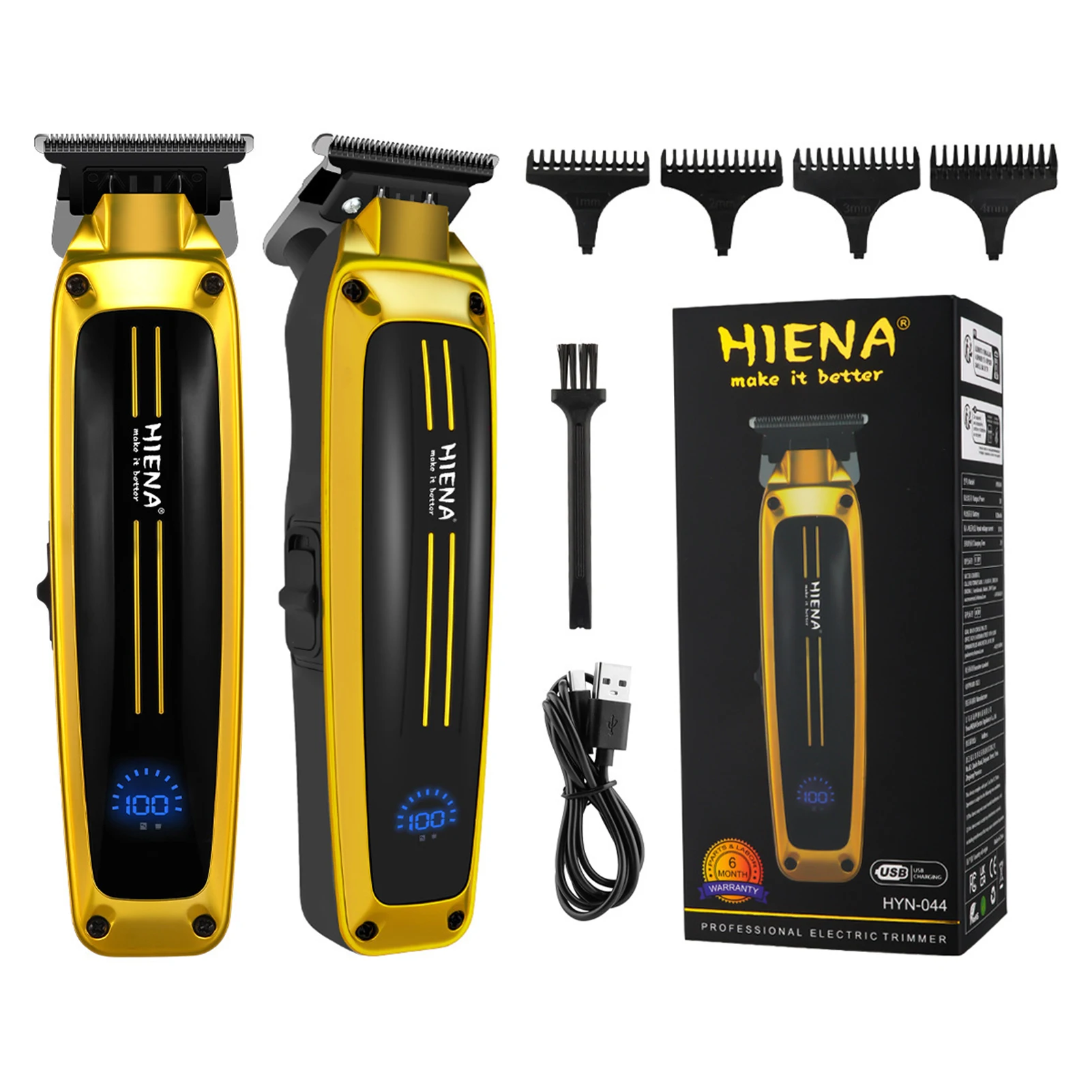 

Портативная электрическая машинка для стрижки волос, перезаряжаемая, мощная, для ежедневной укладки волос, для мужчин, HIENA