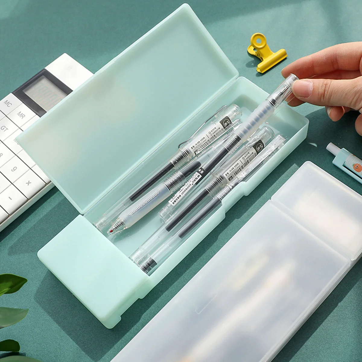 

3Pcs Plastic Pencil Box Translucent Stationery Case Multi-Functional Student Pen Storage Organizer Writing Supplies Holder