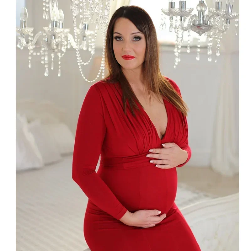 Shoulderless Maternity Dresses Photography Props Sexy Split Side Maxi Gown For Pregnant Women Long Pregnancy Dress Photo Shoots