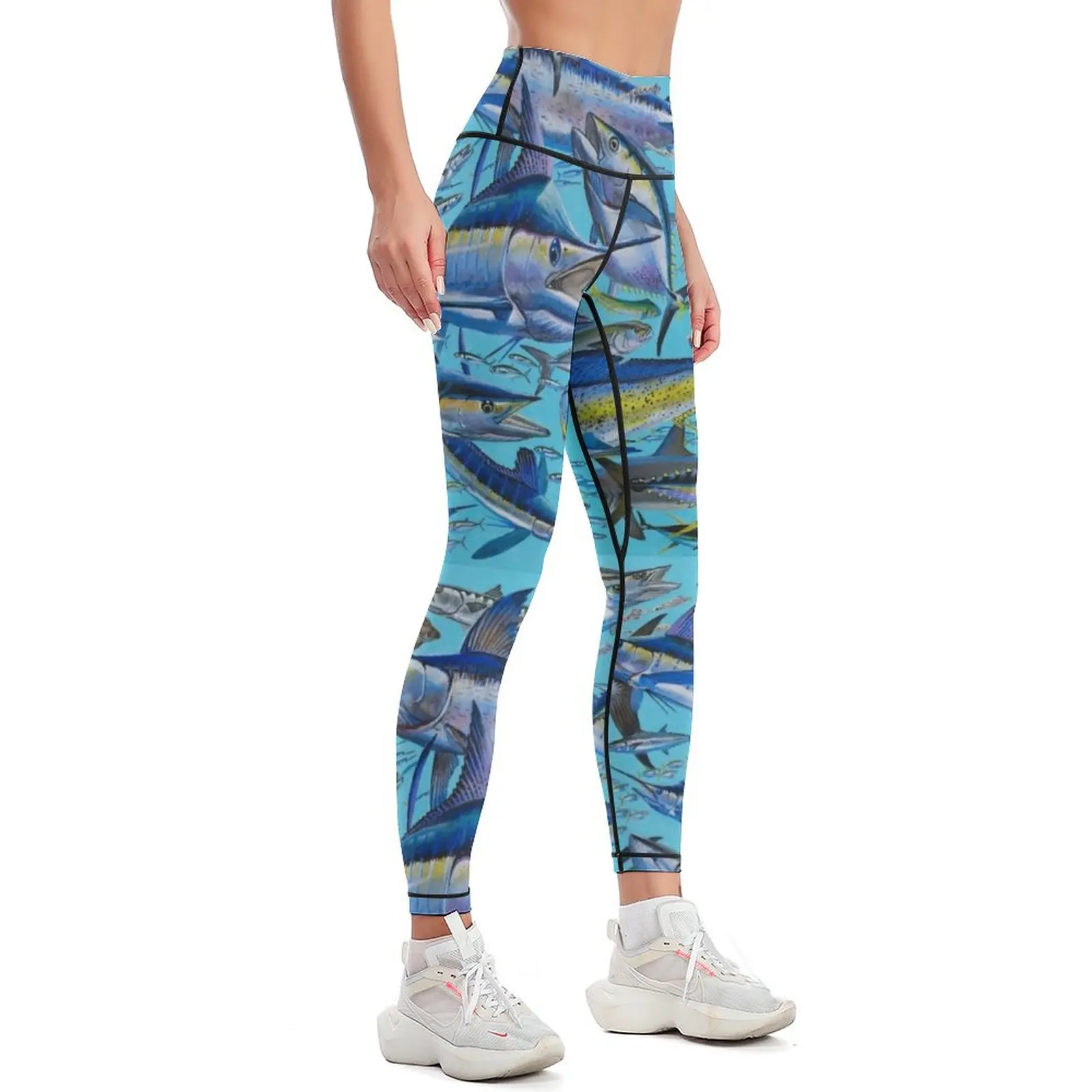 Offshore Gamefish Collage Leggings sport legging sporty woman gym Womens Leggings