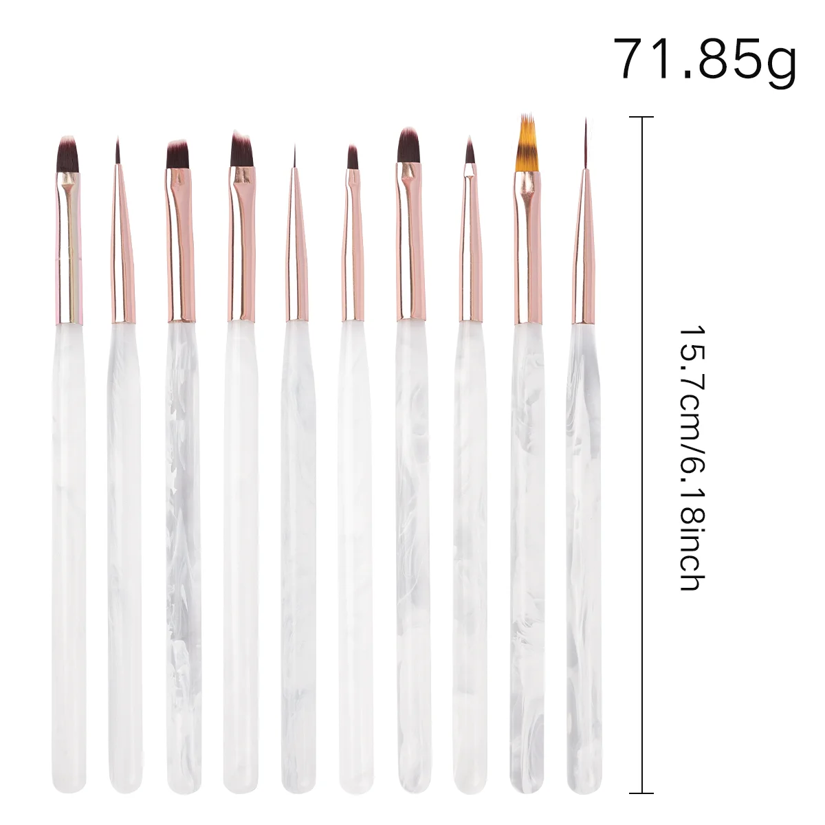 10Pcs Nail Art Set Kit white Acrylic Brushes Marble UV Gel Pens Ways Dotting Pens Fine Liner Details Brush Nail art tool