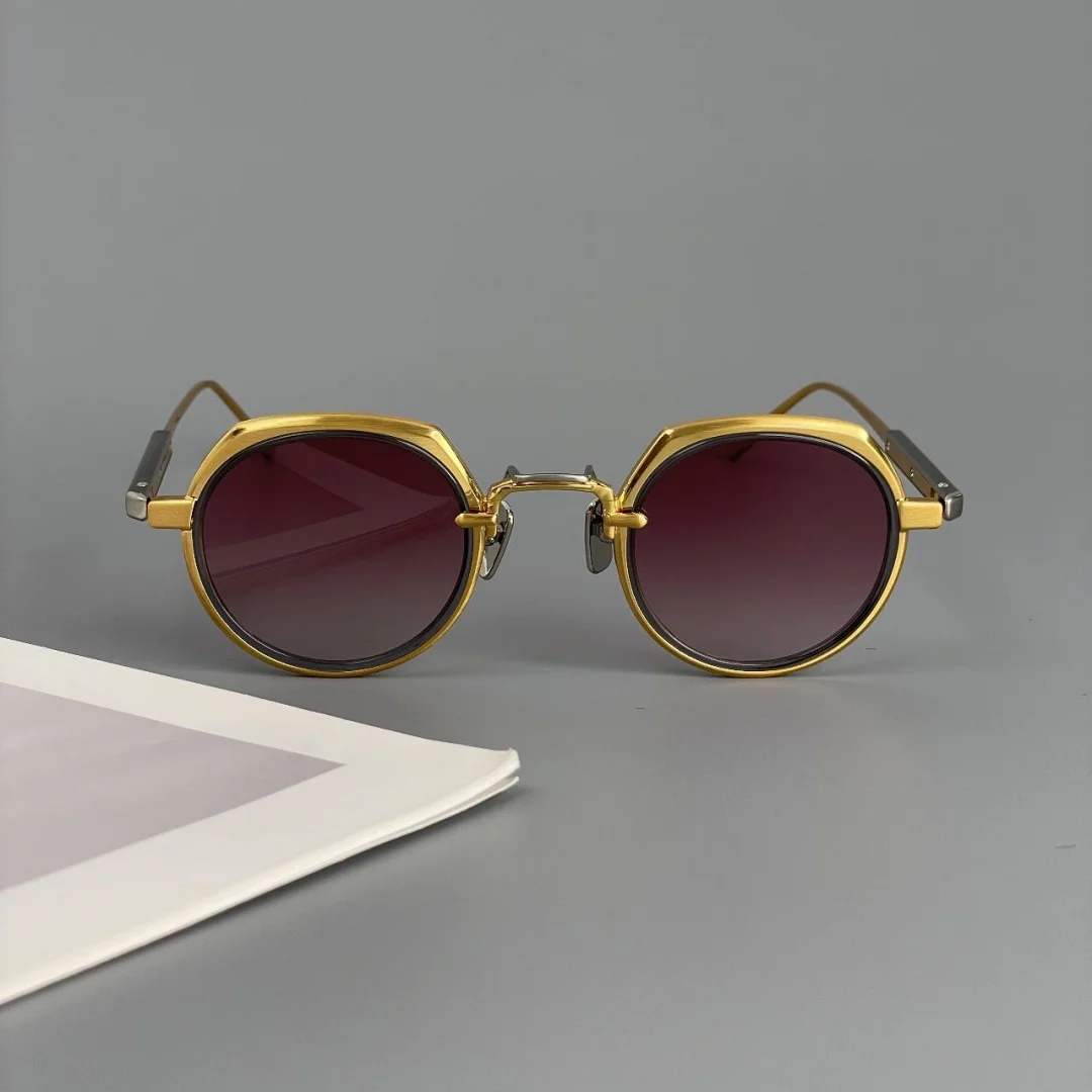 Vintage Polygon Round Acetate Metal Sunglasses Gradient Lens Handcrafted Retro UV400 Protection Outdoor Driving Men Women