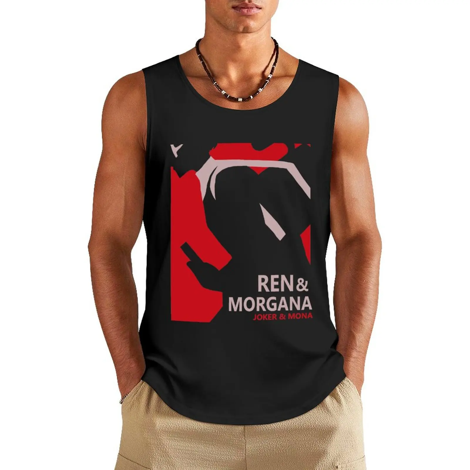 Ren& Morgana Minimalistic Tank Top cotton t-shirts man t-shirts for Men's gym Men's vest