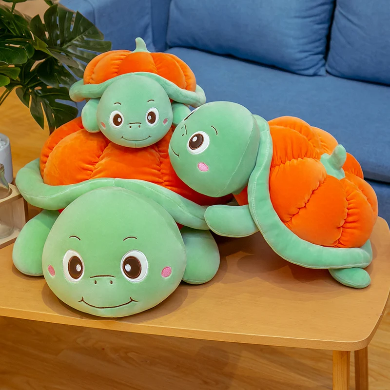 

Creative Pumpkin Shell Turtle Plush Throw Pillow Toy Cute Stuffed Animals Plants Tortoise Plushies Cushion Anime Soft Kids Toys