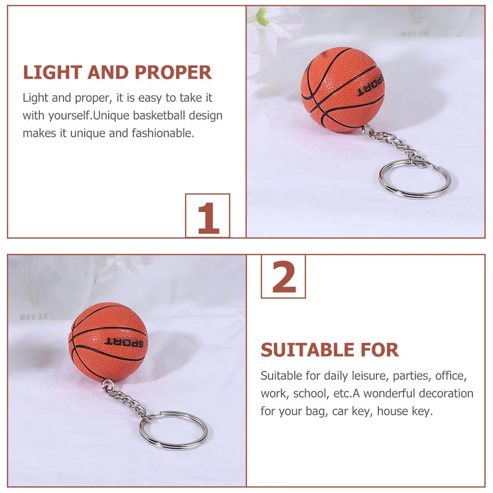 2 Pcs Simulation Basketball Pendant Mini Keyring Decor Keychain Car Gift Decorative Pu Man Ornaments for Kids