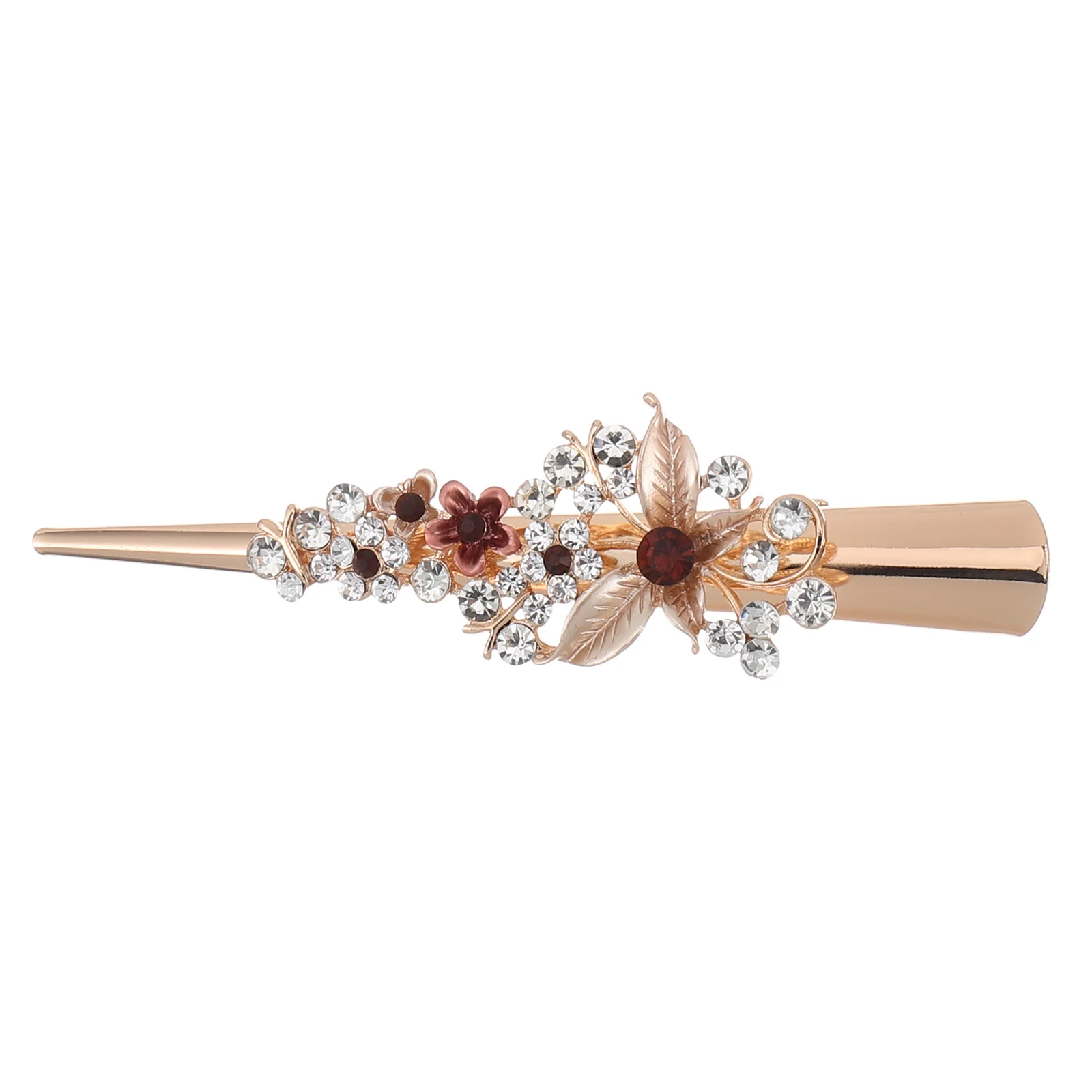 

Clip Floral Headdress Rhinestone Hair Crocodile Skin Elegant Bobby Pin Metal Women Barrette