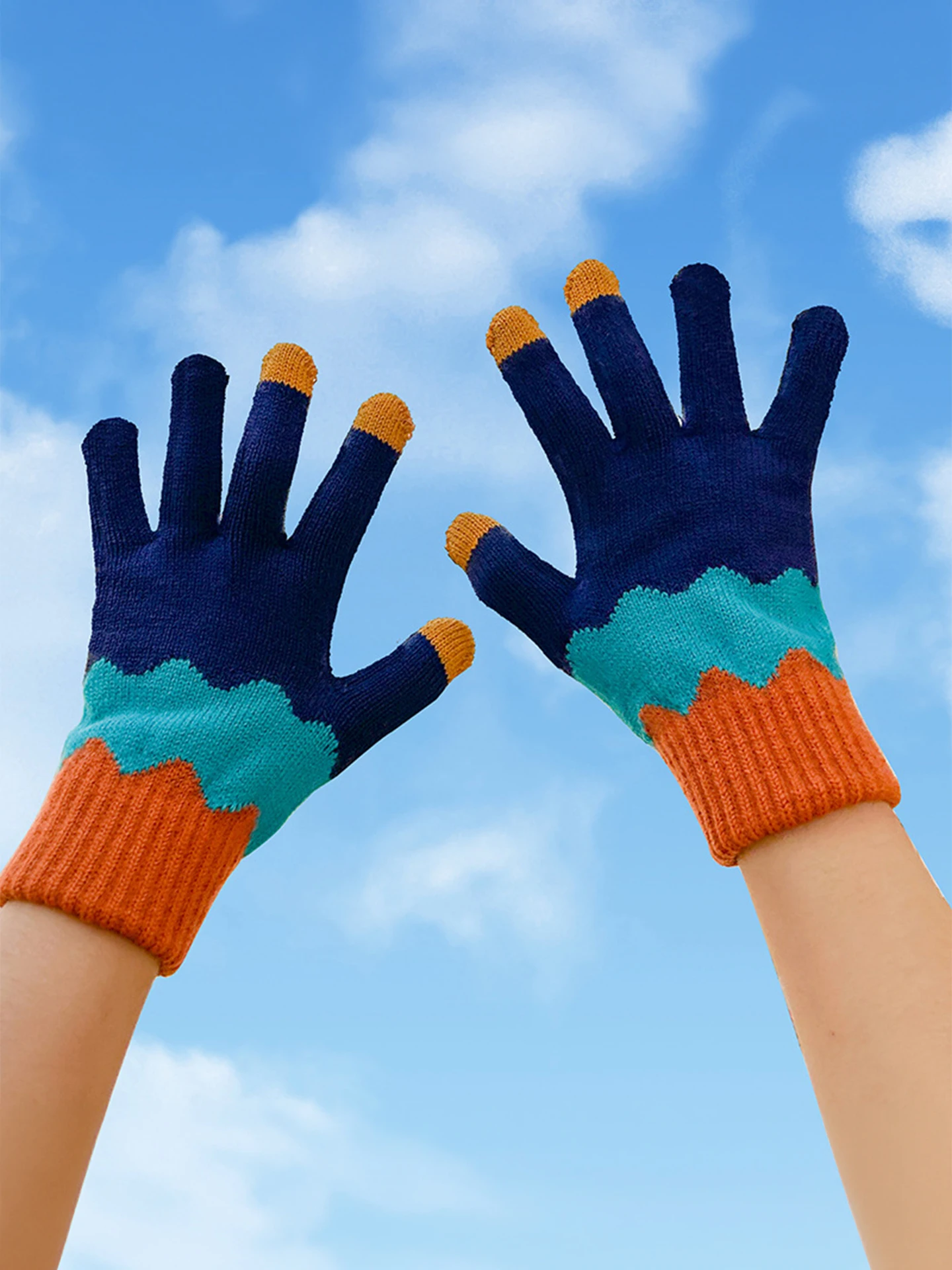 Korean Style Thickened Fleece Winter Gloves Men's Cycling Warm Touchscreen Compatible Fingered Gloves for Students And Adults