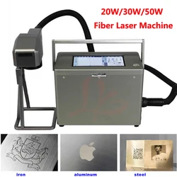 Handheld 50W Fiber Laser Nameplate Marking Machine 30W 20W Align System Scanner for PVC Plastic Stainless Steel Metal Engraving