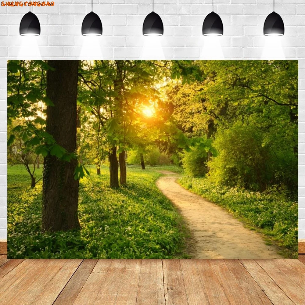 Wiosenne lasy kwiaty kwiat drzewo tło słońce kwiatowy naturalny krajobraz portret dziecka fotografia tło Photo Studio