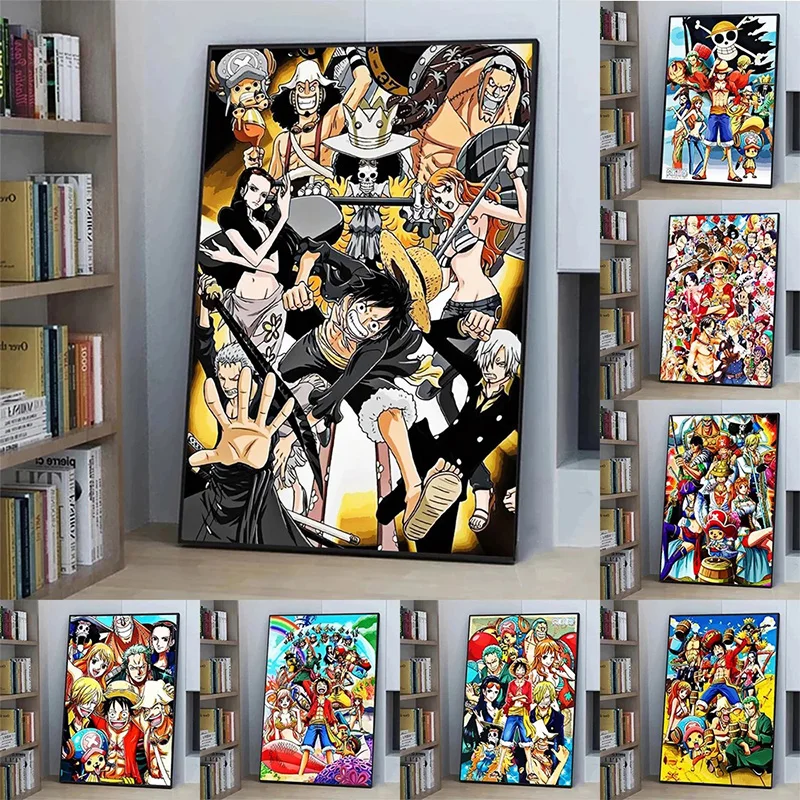 

Japanese Anime One Piece Canvas Painting Luffy Zoro Cartoon Figure Posters Print Mural Pictures Wall Art Home Decor Accessories