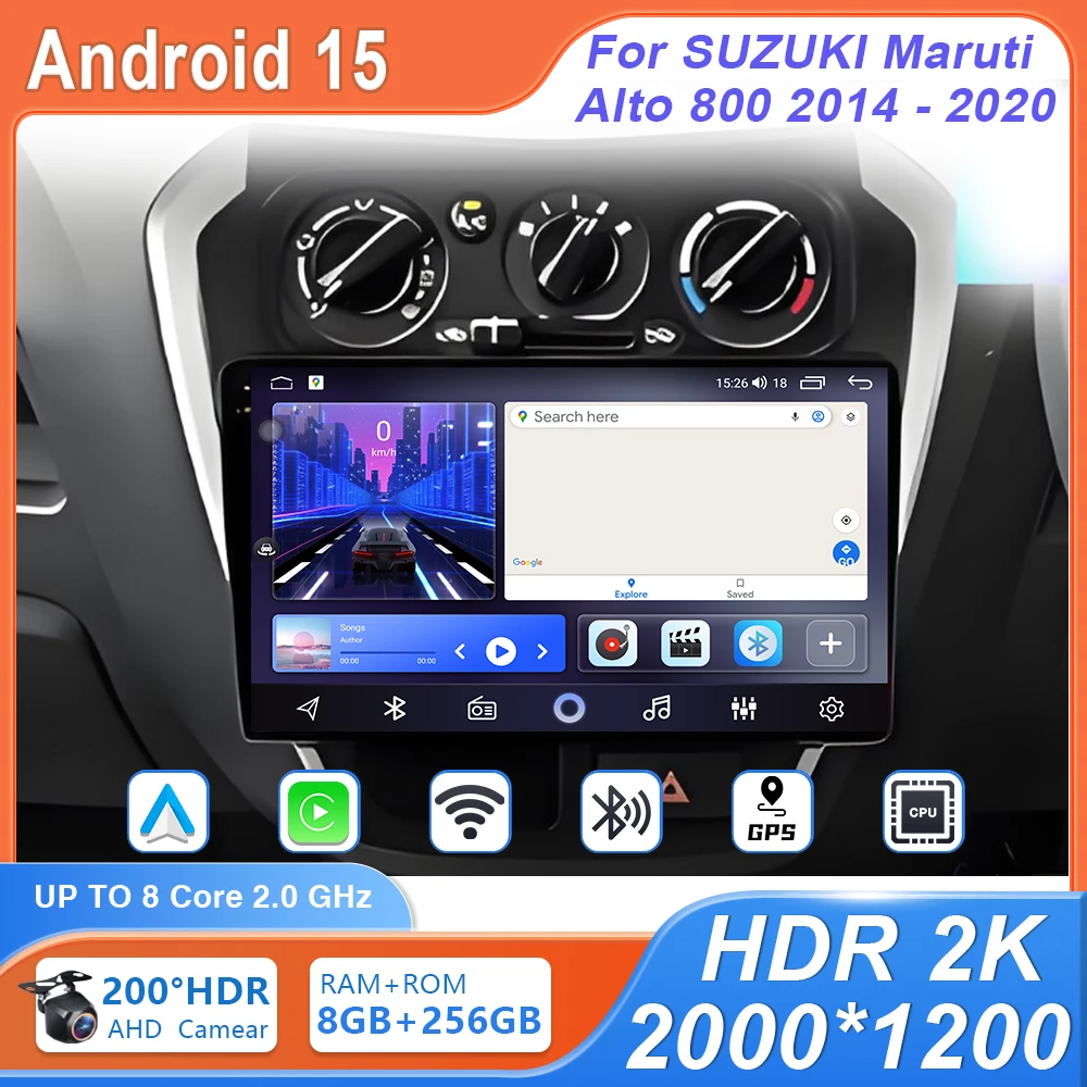 

4G+ Android Auto Radio GPS Multimedia For SUZUKI Maruti Alto 800 2014 - 2020 Player Head Unit Carplay Support Steering Wireless
