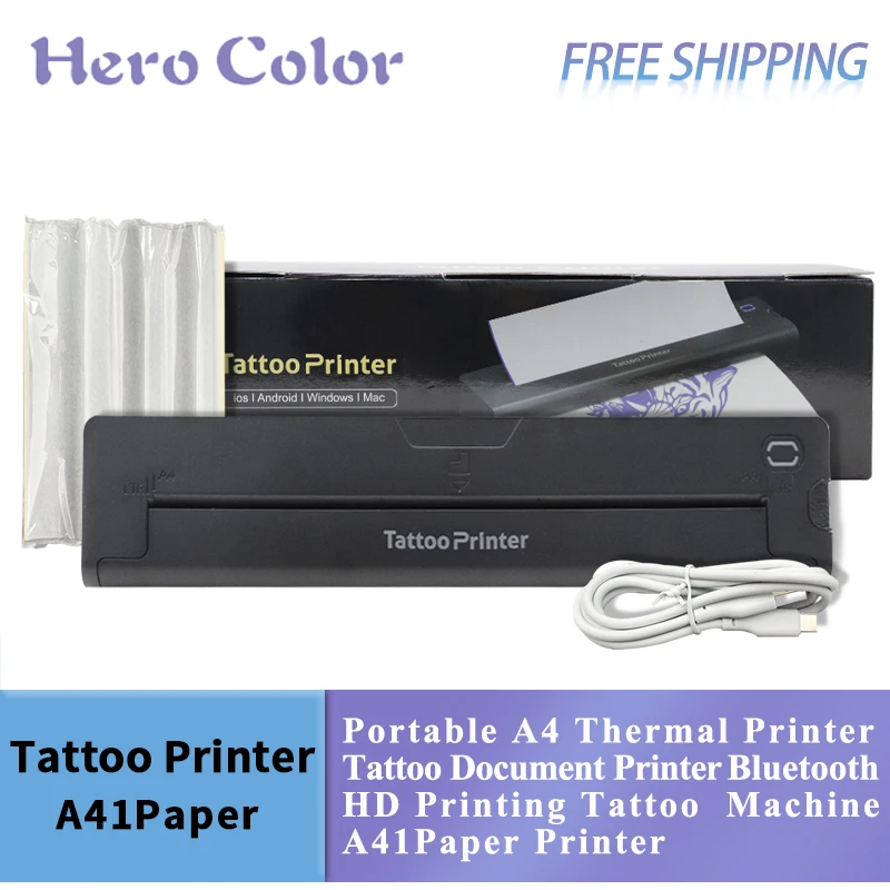 

Portable A4 Thermal Printer Tattoo Document Printer Bluetooth HD Printing A41 Printer