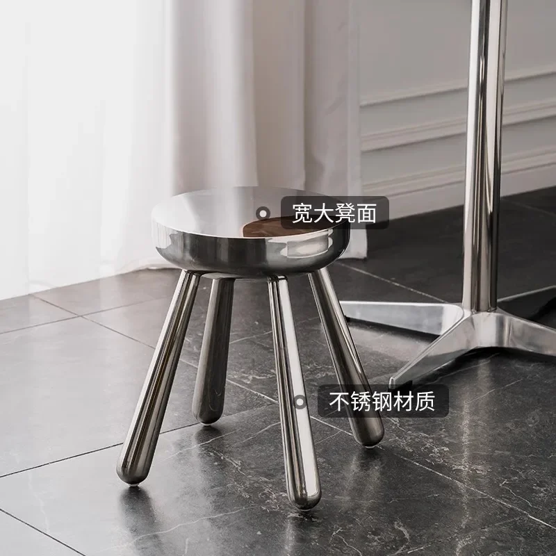 Nordic Furniture Stainless Steel Stool Creative Dining Stool Bar Stools Leisure Sofa Chair Porch Shoe Changing Stool Mobile Seat