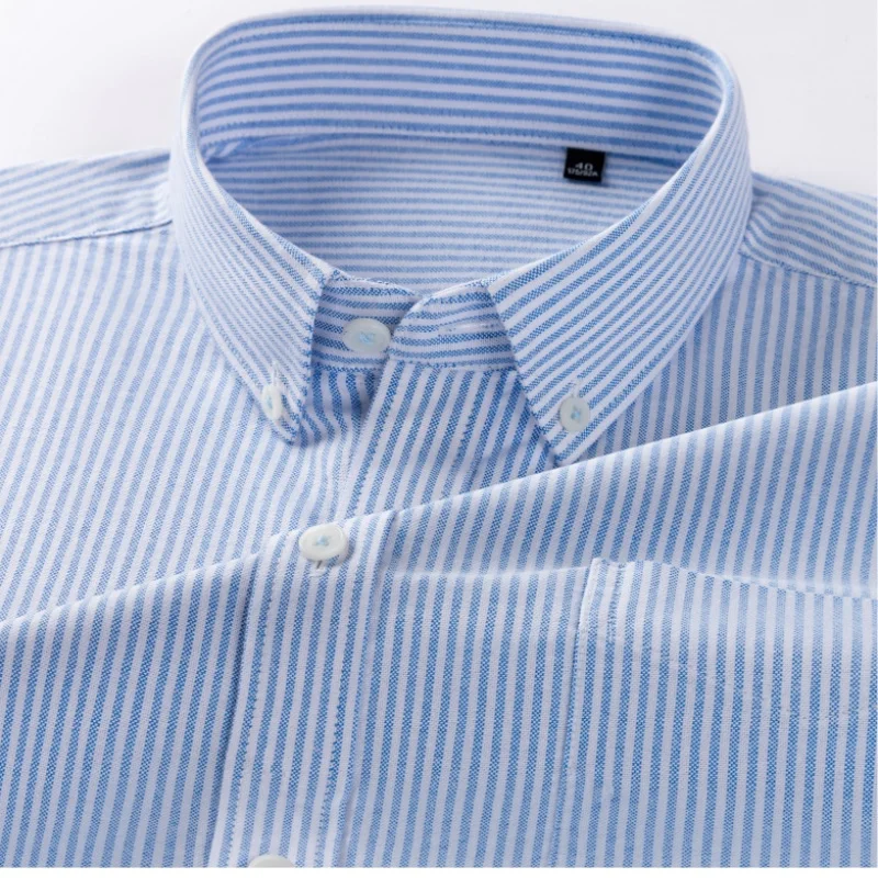 

New 100% Pure Cotton Oxford Men's Shirts Male Business Casual High Quality Long sleeve Shirt for Men Pocket Shirt Men Clothing